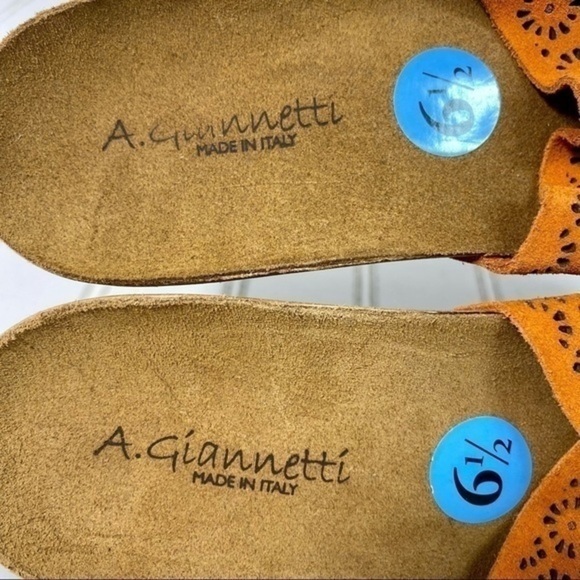 A.‎ Giannetti Perforated Slip onSandals Size 6.5 Orange Suede - Picture 7 of 10